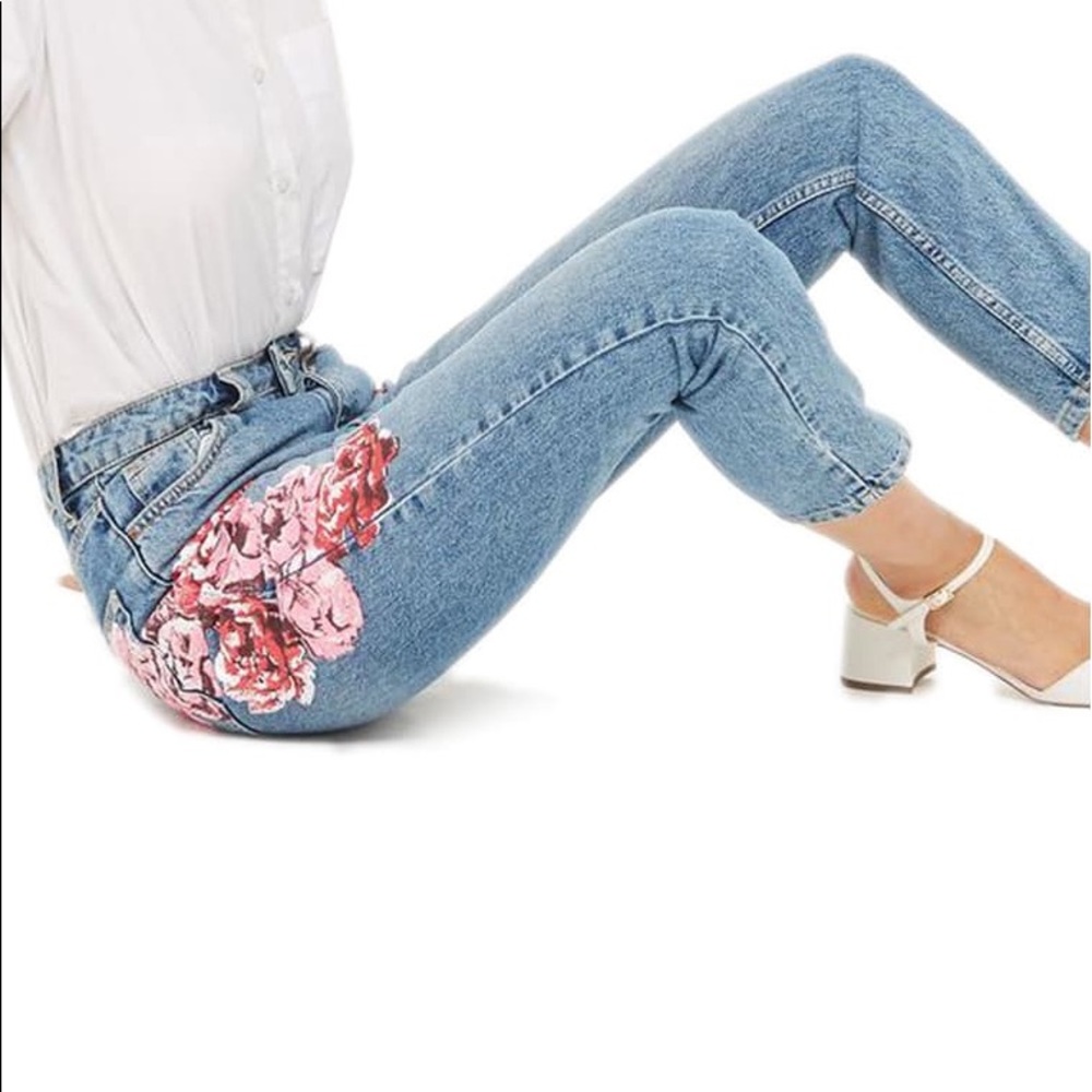 Topshop mom jeans with roses